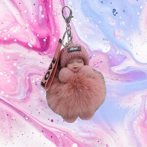 Pink Plush Doll Keychain